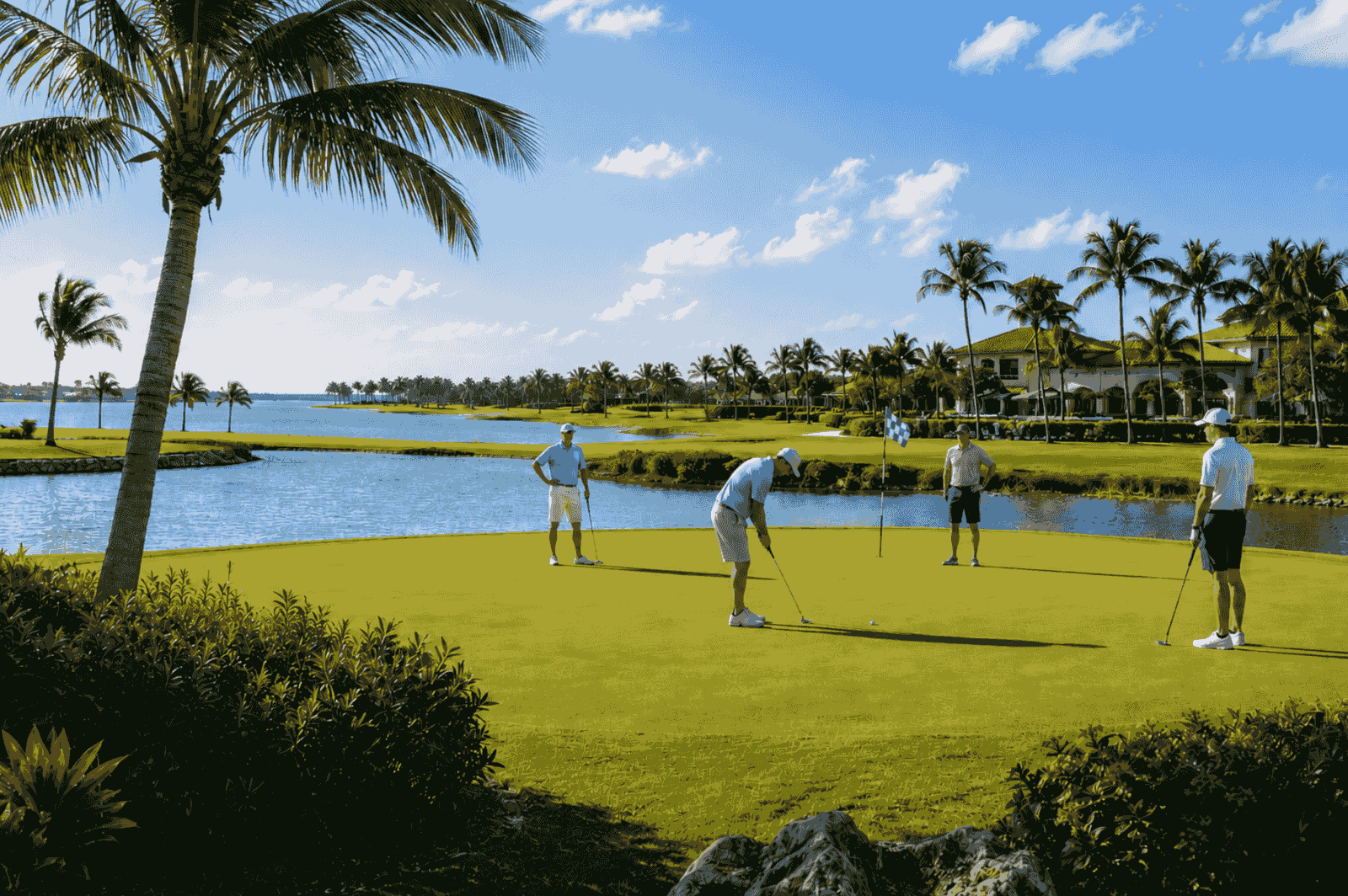 Golfers on the fairway during a tournament round